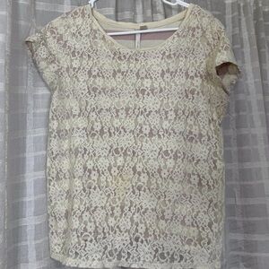 Lauren Conrad Lace Overlay Short Sleeve Shirt